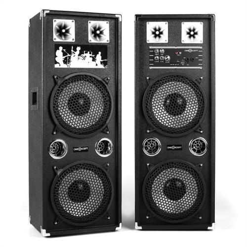 OneConcept BSX-210A, zestaw kolumn głośnikowych, kolumna głośnikowa PA, USB, microSD, AUX, MIC, 160 W, kolor czarny