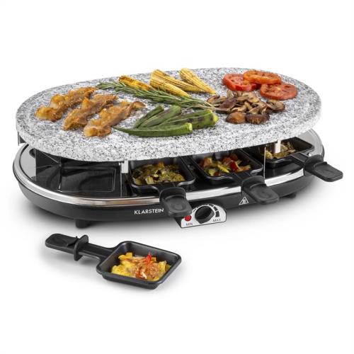 Klarstein Steaklette, grill raclette, grill elektryczny, 1500 W, płyta z kamienia naturalnego, 8 osób