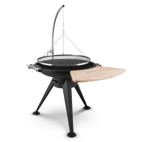 Blumfeldt Delion, wiszący grill obrotowy, misa paleniskowa, Ø 70 cm, długi stojak, napęd linowy, stal nierdzewna