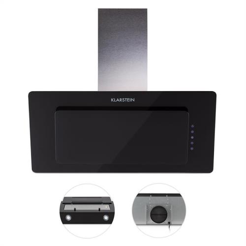 Klarstein Lorea 90, okap kuchenny, 90 cm, 290 m³/h, panel dotykowy, szkło, kolor czarny