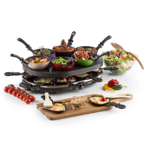OneConcept Woklette, grill raclette z zestawem wok, grill stołowy, 1200 W, 8 osób