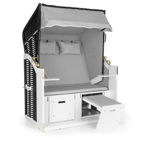 Blumfeldt Hiddensee, kosz plażowy XL, 2-osobowy, leżanka szary