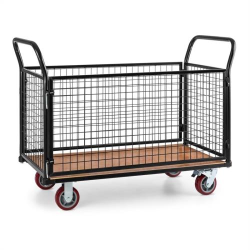 Waldbeck Loadster, wózek osiatkowany, mobilny, wózek magazynowy, maks. 500 kg, dno drewniane, czarny