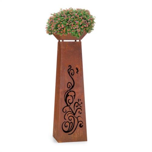 Blumfeldt Donica Flower Tower Kolumna kwiatowa Misa ogniowa Stalowa Stylistyka rdzy