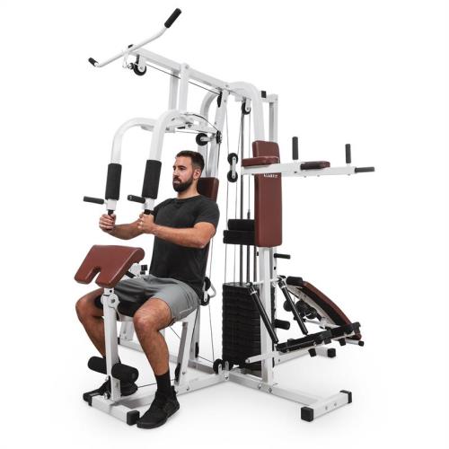 KLARFIT Ultimate Gym 9000, stanowisko treningowe, 7 stacji, do 150 kg, QR stal, białe