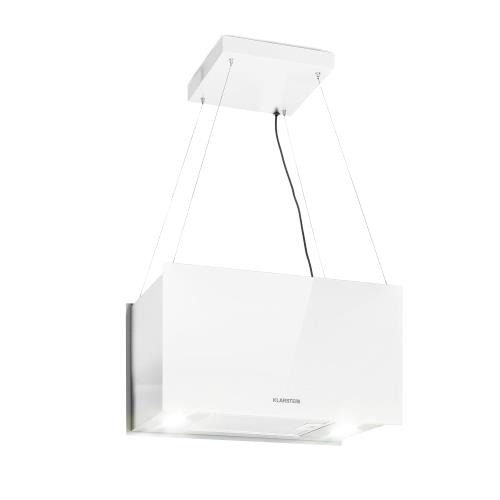 Klarstein Kronleuchter L, okap kuchenny wyspowy, 60 cm, 590 m³/h, LED, panel dotykowy, kolor biały