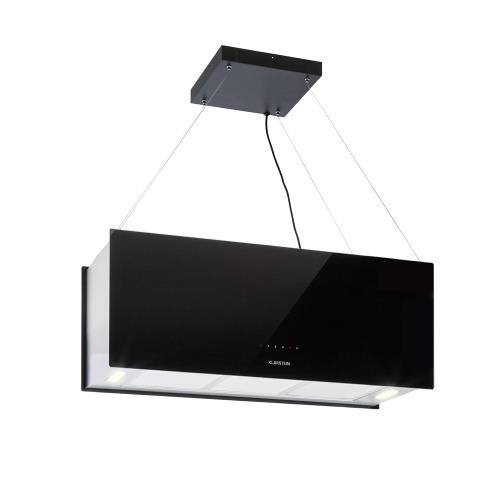 Klarstein Kronleuchter XL, okap kuchenny wyspowy, 90 cm, 590 m³/h, LED, panel dotykowy, kolor czarny