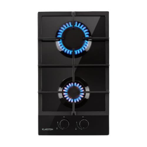 Klarstein Ignito Domino, płyta gazowa, 2 palniki Sabaf, szkło ceramiczne, czarna