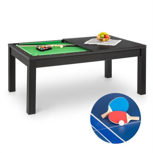 OneConcept Liverpool, 3-w-1, stół do gier, 7‘ stół bilardowy, stół do tenisa stołowego, stół jadalny, czarny