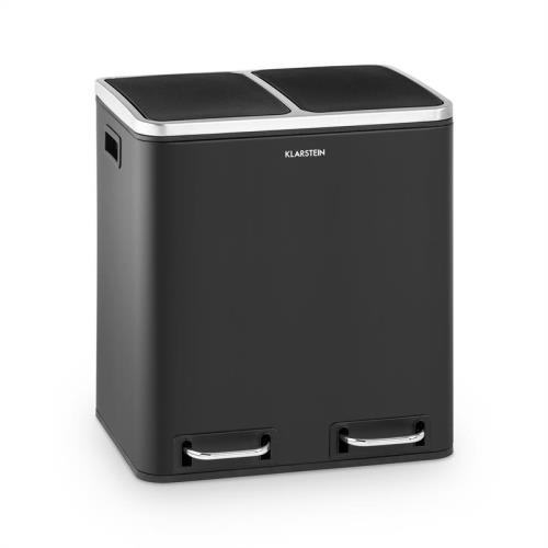 Klarstein Trash Gordon, kosz na śmieci z pedałem, 30 l (2 x 15 l), cichy domyk, polipropylen, stal szlachetna, kolor czarny