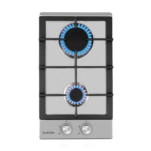 Klarstein Ignito Domino, płyta gazowa, 2 palniki Sabaf, stal szlachetna, srebrna