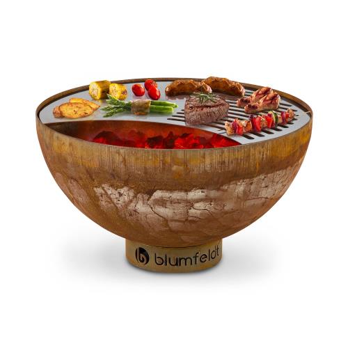 Blumfeldt Savage, palenisko ogrodowe z grillem, Ø 60,5 cm, stal, pokrowiec , kolor rdzy