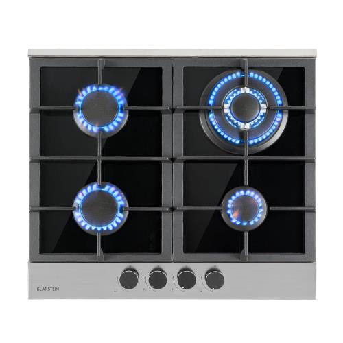 Klarstein Alchemist, płyta gazowa, 4 palniki aluminiowe, szkło ceramiczne, czarna