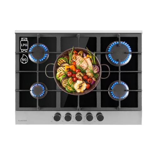 Klarstein Alchemist, płyta gazowa, 5 palników aluminiowych, szkło ceramiczne, czarna