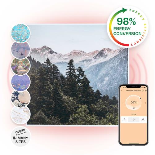 Klarstein Wonderwall Air Art Smart, panel grzewczy na podczerwień, grzejnik, 60 x 60 cm, 350 W, aplikacja