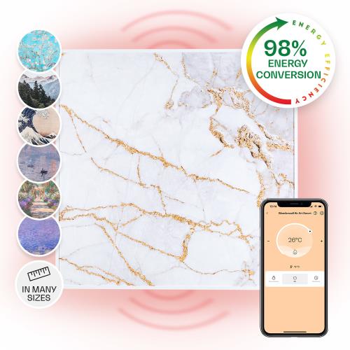 Klarstein Wonderwall Air Art Smart, panel grzewczy na podczerwień, grzejnik, 60 x 60 cm, 350 W, aplikacja