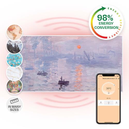 Klarstein Wonderwall Air Art Smart, panel grzewczy na podczerwień, grzejnik, 120 x 60 cm, 700 W, aplikacja