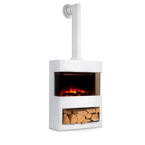 Klarstein Zermatt, kominek elektryczny, 900/1800 W, iluzja ognia, komora wędzarnicza, biały