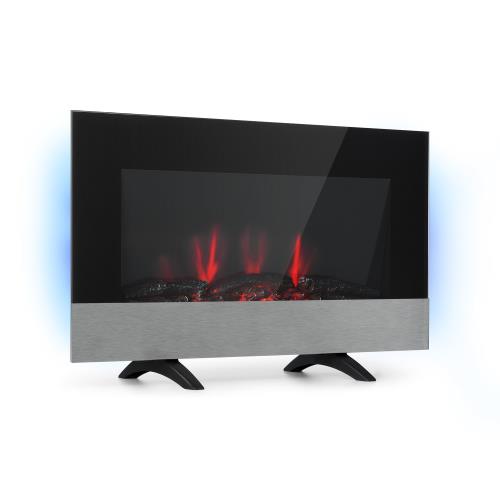 Klarstein Basel Baseline, kominek elektryczny, 2000 W, 2 poziomy, termostat, szkło, stal szlachetna