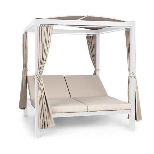 Blumfeldt Eremitage Double XL, leżak ogrodowy, 2-osobowy, leżanka, stal, dach przeciwsłoneczny, zasłonki