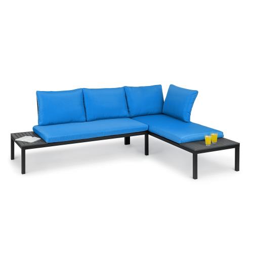 Blumfeldt Cartagena Lounger, zestaw 2 sztuk 2-osobowych sof ogrodowych ze stołem, stal, poliester