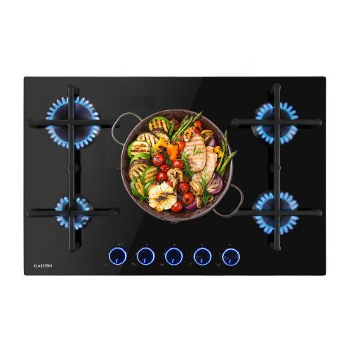 Klarstein Illuminosa 5, płyta gazowa, 5 palników Sabaf, szkło ceramiczne