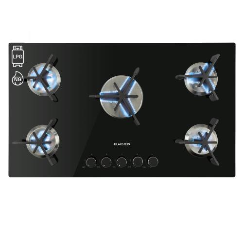 Klarstein Trifecta 5, płyta gazowa, 5 palników Triangle, szkło ceramiczne