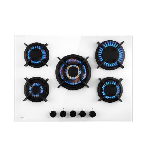 Klarstein Goldflame 5, płyta gazowa, 5 palników z mosiądzu, szkło ceramiczne