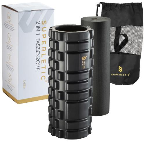 Capital Sports Tomaj Elite 2, wałek do masażu powięzi, roller, 2 w 1, 33 x 14 x 14cm, stabilny kształt, waga 1 kg