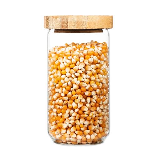 Klarstein Szklany pojemnik z bambusową pokrywką, 580 ml, możliwość postawienia jeden na drugim, szczelny