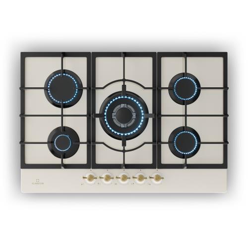Klarstein Victoria 5, płyta gazowa, 5 palników typu Sabaf, szkło ceramiczne, styl retro
