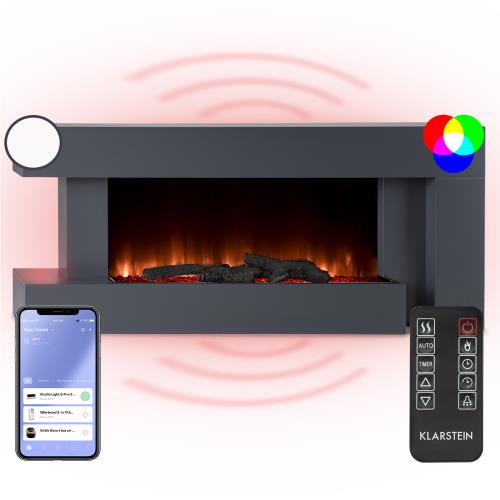 Klarstein Studio Light & Fire 2 Smart, kominek, 1000/2000 W, MDF, WiFi Control