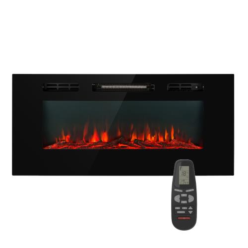 Klarstein Galeras, elektryczny naścienny kominek do zabudowy, 1800 W, LED, 3 kolory, timer