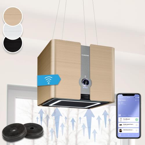 Klarstein Futurelight Smart, okap kuchenny wyspowy, pochłaniacz, 420 m³/h, LED, stal nierdzewna