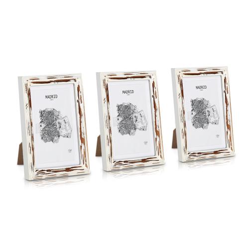 Casa Chic Lancaster, ramki na zdjęcia, prostokątne, zestaw 3 ramek, zdjęcia 17 x 12 cm, pasparta, drewno