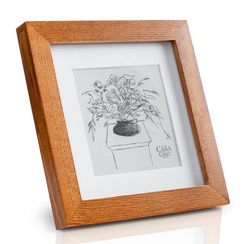 Casa Chic Bristol, ramka na zdjęcia, 15 x 15 cm, passe-partout, szkło, naturalne drewno