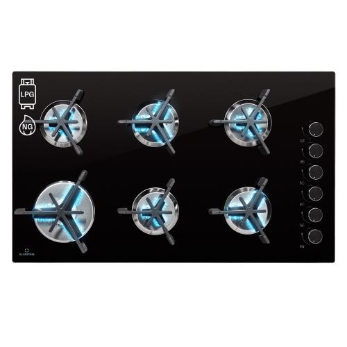 Klarstein Trifecta 6, płyta gazowa, 6 palników, palnik o dużej mocy, standardowy i dodatkowy, szkło ceramiczne