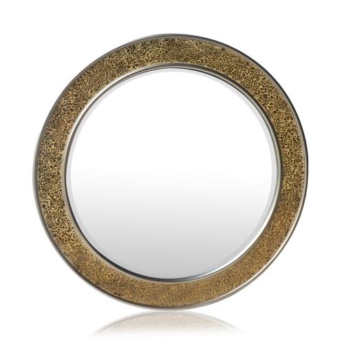 Casa Chic Cheyne, lustro ścienne, drewniana rama, okrągłe, Ø 60 cm, mozaika