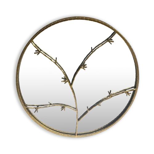 Casa Chic Berkeley, lustro ścienne, metalowa rama, okrągłe, Ø 80 cm, gałęzie