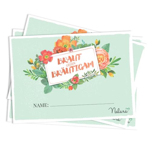 Spielehelden Braut gegen Bräutigam/Panna młoda vs Pan młody, gra weselna, 50 szt., A5, język niemiecki