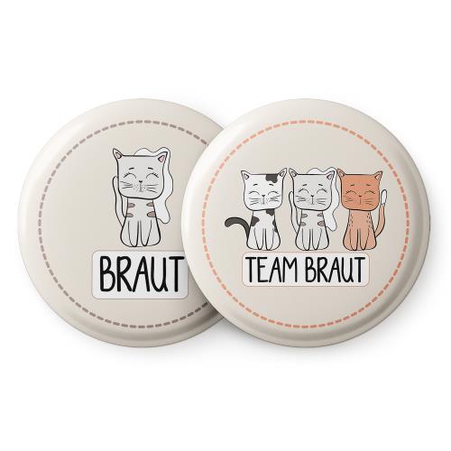 Spielehelden Przypinki z motywem kota na wieczór panieński, 12 szt., 5,6 cm, bardzo duże, prezent na wieczór panieński, język niemiecki