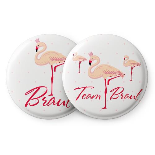Spielehelden Przypinki z motywem flaminga I na wieczór panieński, 12 szt., 5,6 cm, bardzo duże, prezent na wieczór panieński, język niemiecki
