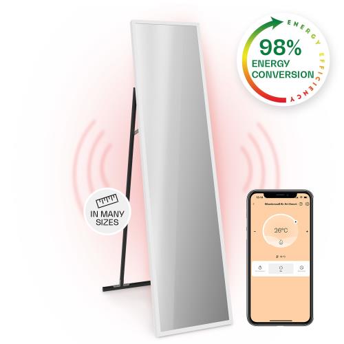 Klarstein La Palma 900 Smart, panel grzewczy na podczerwień 2 w 1, grzejnik, 40 x 160 cm, 900 W, lustrzany front