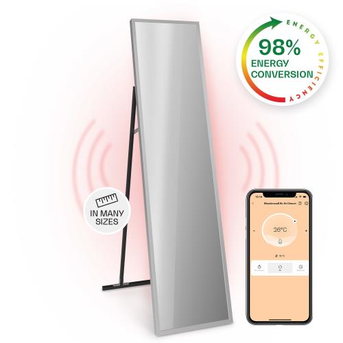 Klarstein La Palma 900 Smart, panel grzewczy na podczerwień 2 w 1, grzejnik, 40 x 160 cm, 900 W, lustrzany front