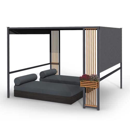 Blumfeldt Valence, altana, 3 x 3 m, UV50+, hydrofobowa, oświetlenie solarne LED, panel solarny