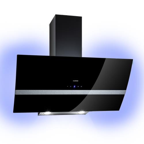 Klarstein Clara 90, okap kuchenny przyścienny, 90 cm, 509 m³/h, panel dotykowy, oświetlenie ambientowe, szklany