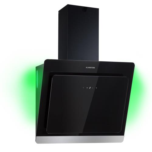 Klarstein Aurora 60, okap kuchenny przyścienny, 60 cm, 550 m³/h, skośny, oświetlenie ambientowe, klasa energetyczna A++