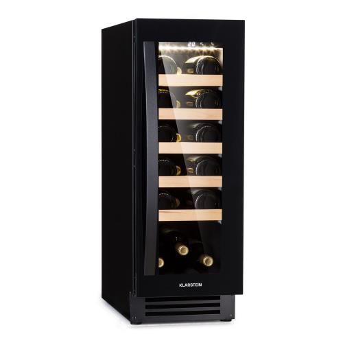 Klarstein Vinovilla 20, chłodziarka do wina do zabudowy, 50 l, 20 butelek, szklane drzwiczki, stal nierdzewna