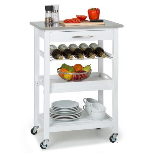 Klarstein Vermont, wózek do serwowania, wózek kuchenny, 5 półek, drewno, stal nierdzewna, mobilny