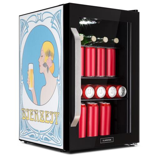 Klarstein Beersafe 70 Bierzeit Edition, lodówka na napoje, 70 l, 3 półki, szklane drzwi panoramiczne, stal nierdzewna